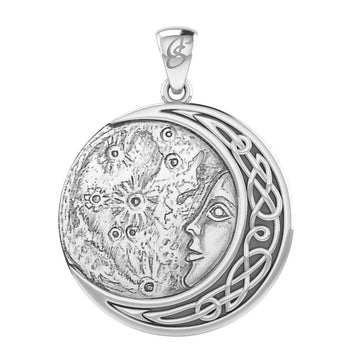 Luna Goddess with Crescent Moon Silver Pendant Inspired by Oberon Zell TPD6133 - Jewelry